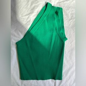 Green sweater backless top